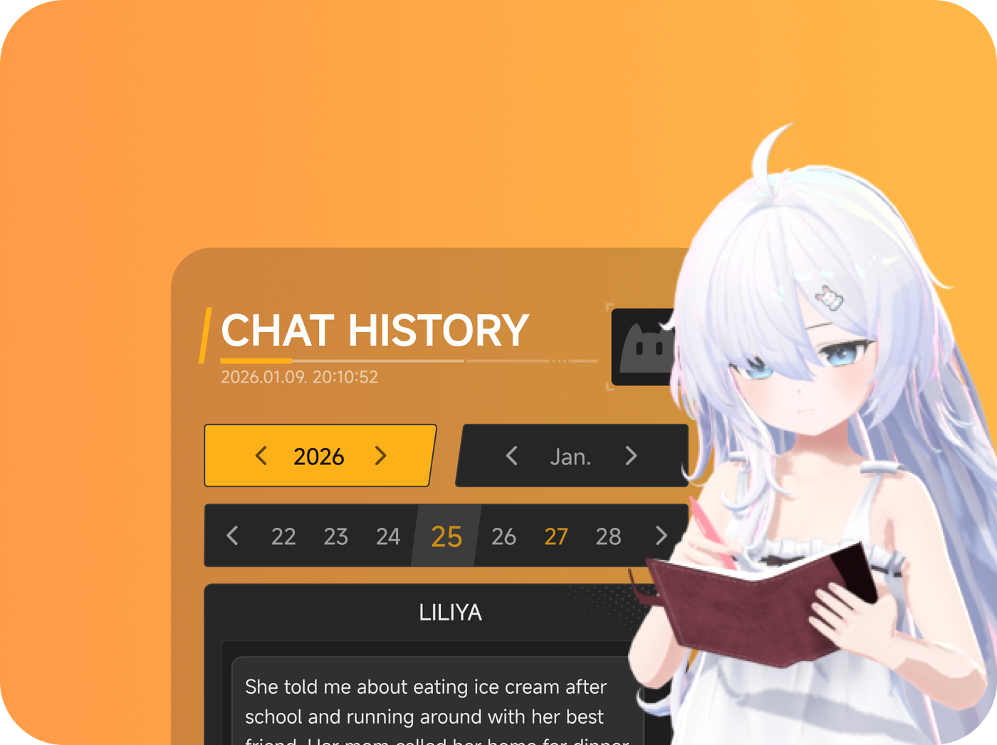 Memories stored in Diaries.